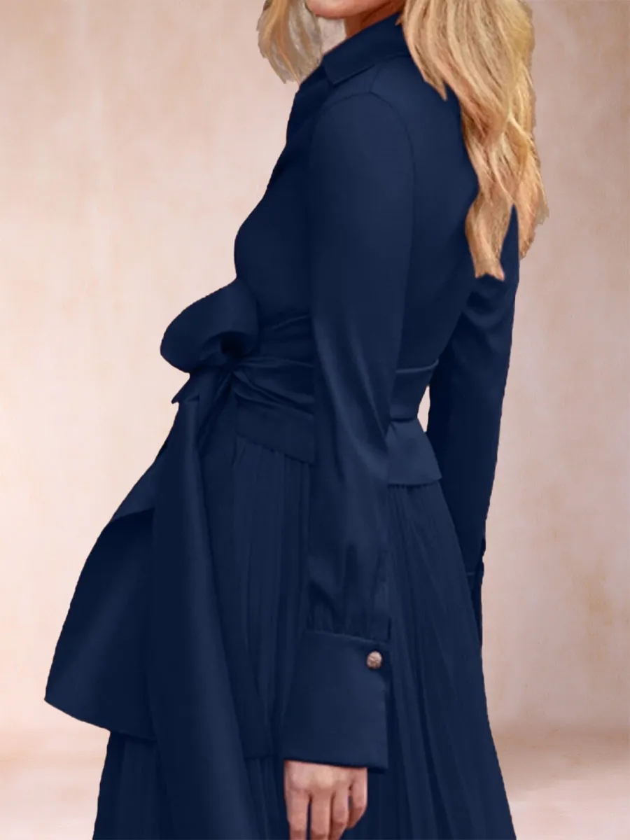 A-Line/Princess Chiffon V-Neck Long Sleeves 2 Pieces Mother of the Bride Dresses with Belt & Ruffles sold by Lavetir product image thumbnail 4