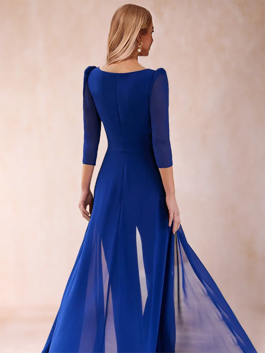 Chiffon V-Neck 3/4 Sleeves 2 Pieces Pantsuits with Applique sold by Lavetir product image thumbnail 2