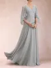 A-Line/Princess Chiffon V-Neck Half Sleeves Mother of the Bride Dresses with Applique sold by Lavetir