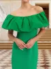 Sheath/Column Off-the-Shoulder Short Sleeves Evening Dresses with Ruched sold by Lavetir
