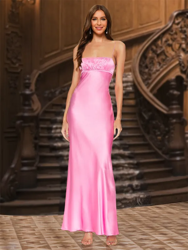 Sheath/Column Spaghetti Straps Sleeveless Evening Dresses with Ruched sold by Lavetir