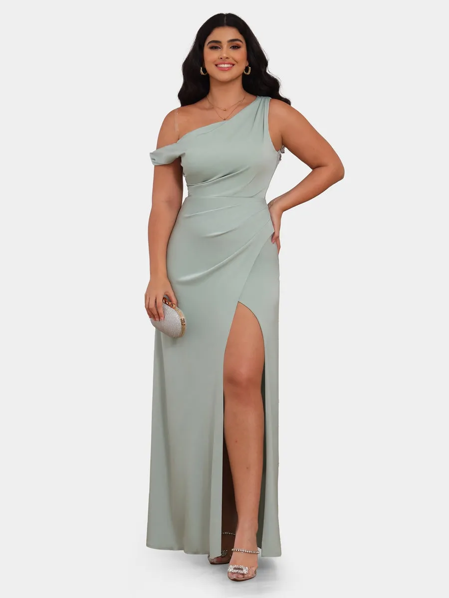 Sheath/Column One-Shoulder Short Sleeves Evening Dresses with Split Side sold by Lavetir product image thumbnail 3