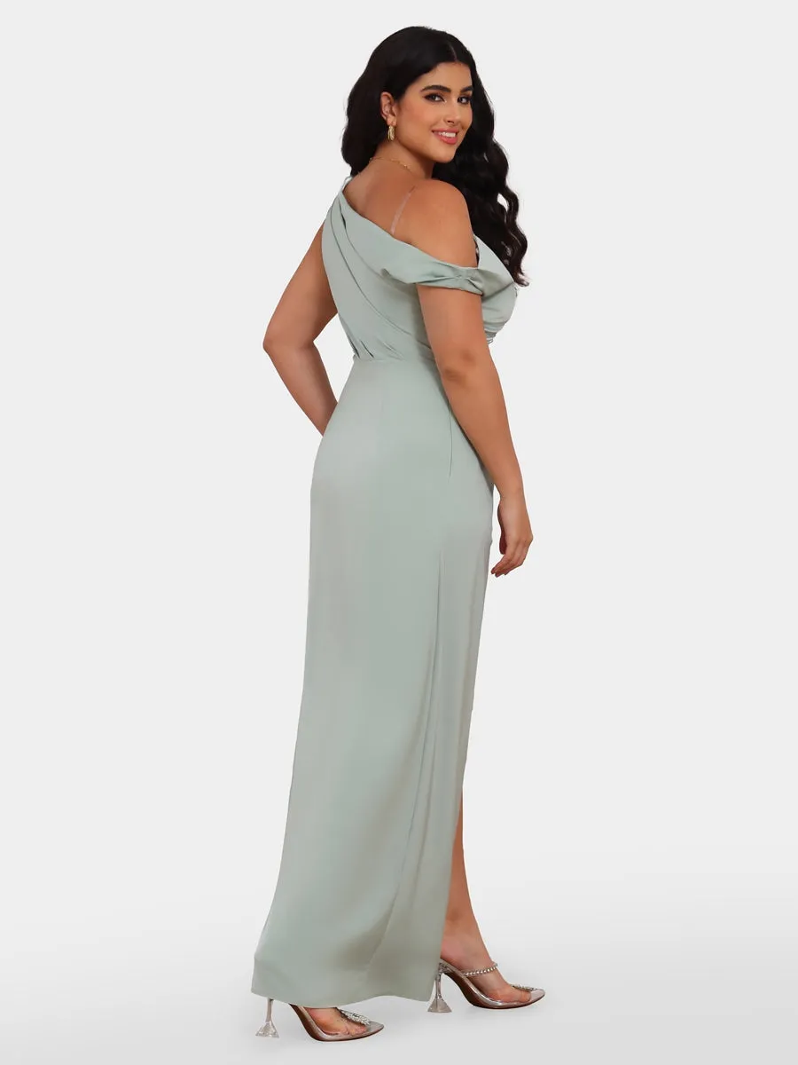 Sheath/Column One-Shoulder Short Sleeves Evening Dresses with Split Side sold by Lavetir product image thumbnail 2