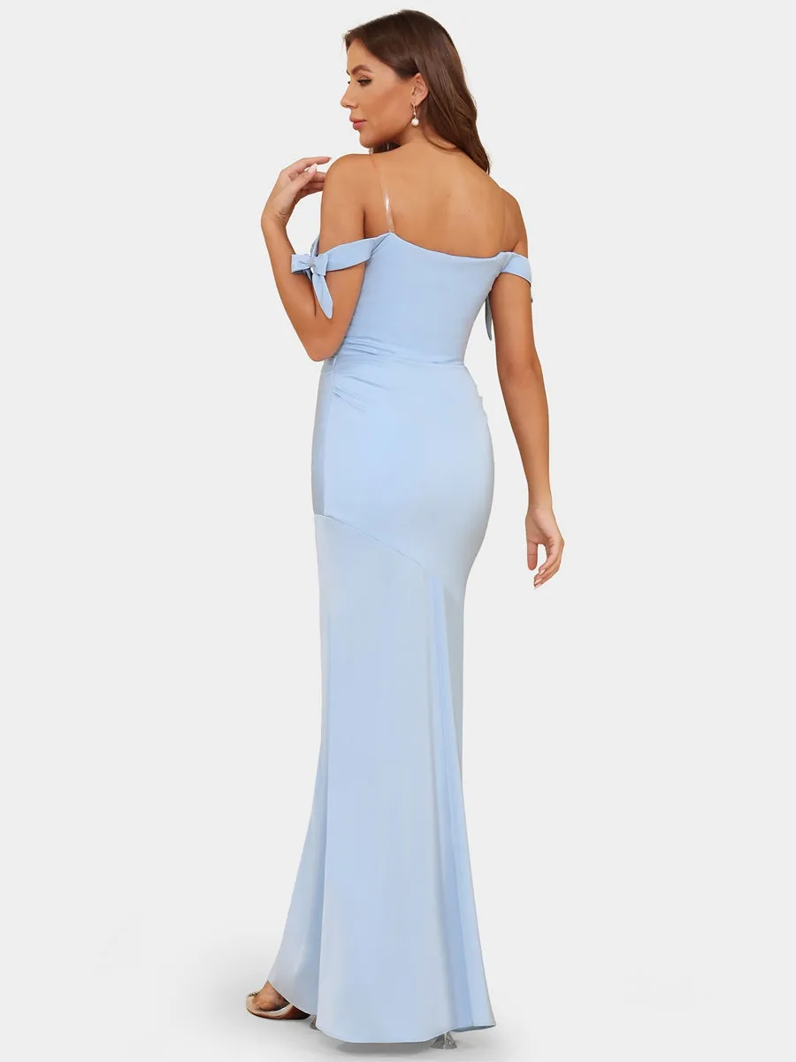 Trumpet/Mermaid Off-the-Shoulder Bowknot Evening Dresses with Ruched sold by Lavetir product image thumbnail 3