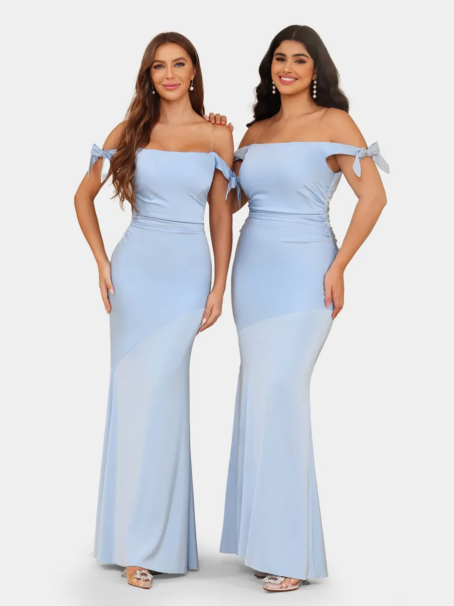 Trumpet/Mermaid Off-the-Shoulder Bowknot Evening Dresses with Ruched sold by Lavetir