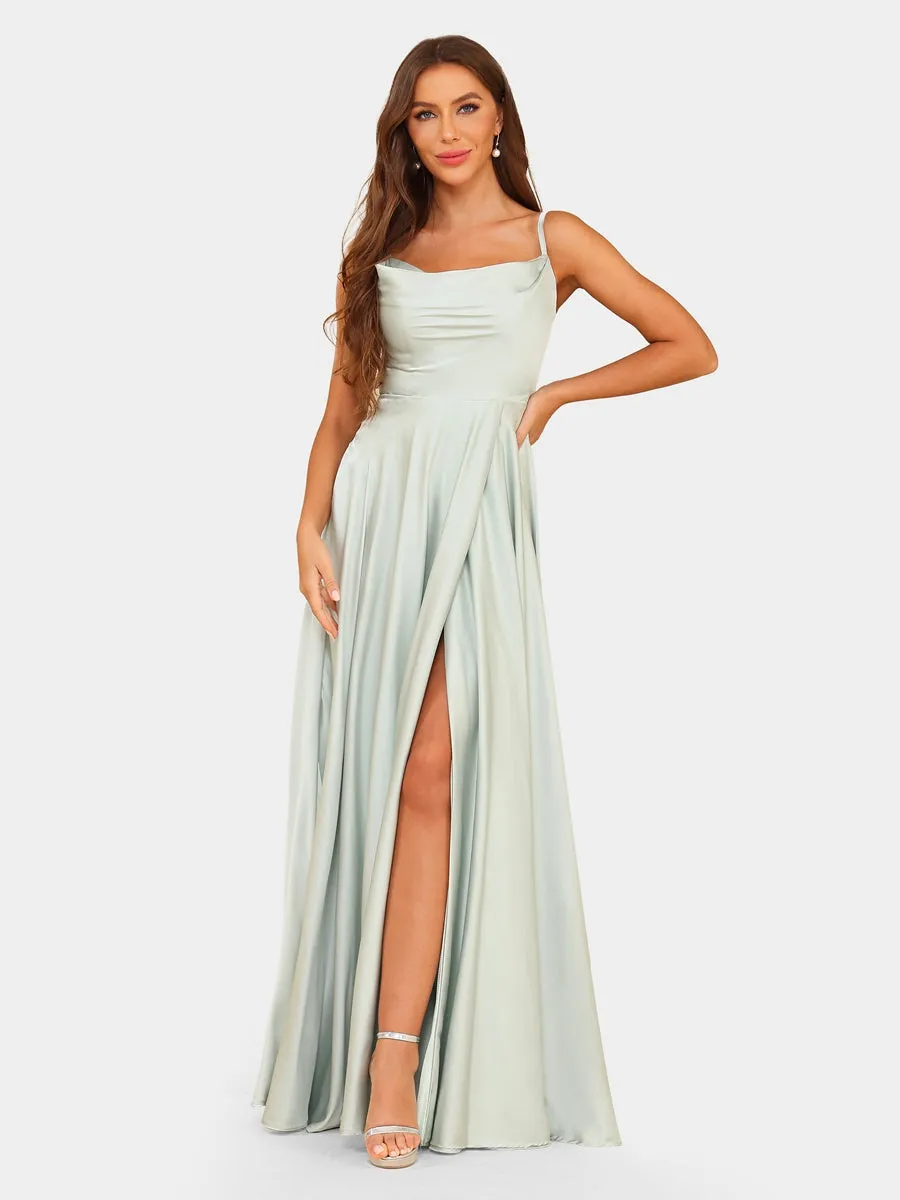 A-Line/Princess Spaghetti Straps Sleeveless Evening Dresses with Split Side sold by Lavetir product image thumbnail 2