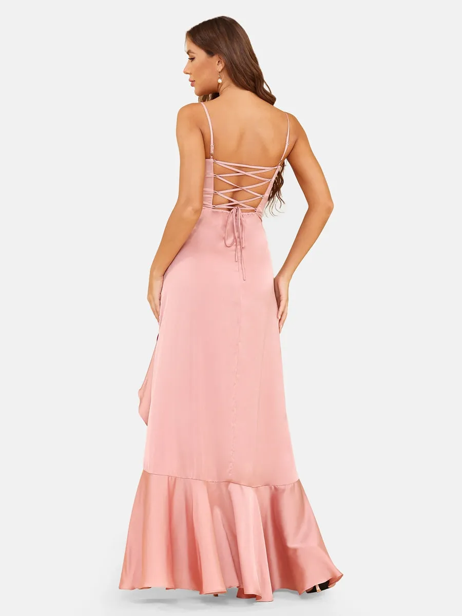 A-Line/Princess Spaghetti Straps Sleeveless Evening Dresses with Ruffles sold by Lavetir product image thumbnail 2