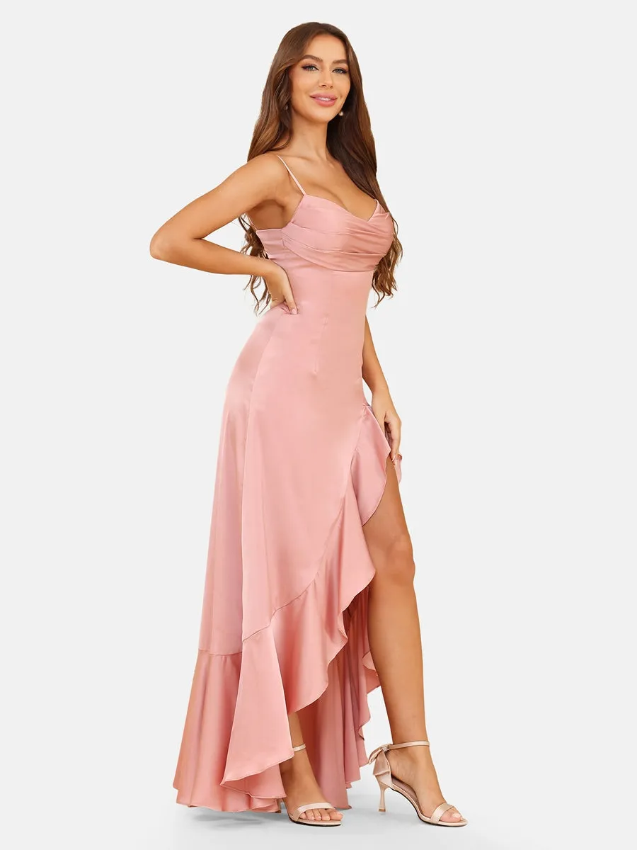 A-Line/Princess Spaghetti Straps Sleeveless Evening Dresses with Ruffles sold by Lavetir product image thumbnail 4