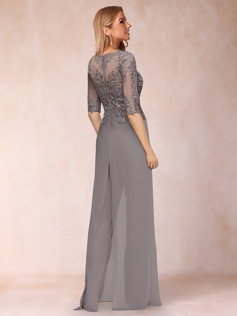 Sheath/Column Scoop Long Sleeves 2 Pieces Pantsuits with Applique & Jacket sold by Lavetir product image thumbnail 4