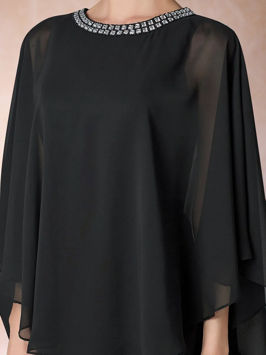 A-Line/Princess Scoop 3/4 Sleeves Mother of the Bride Dresses with Ruched sold by Lavetir product image thumbnail 4