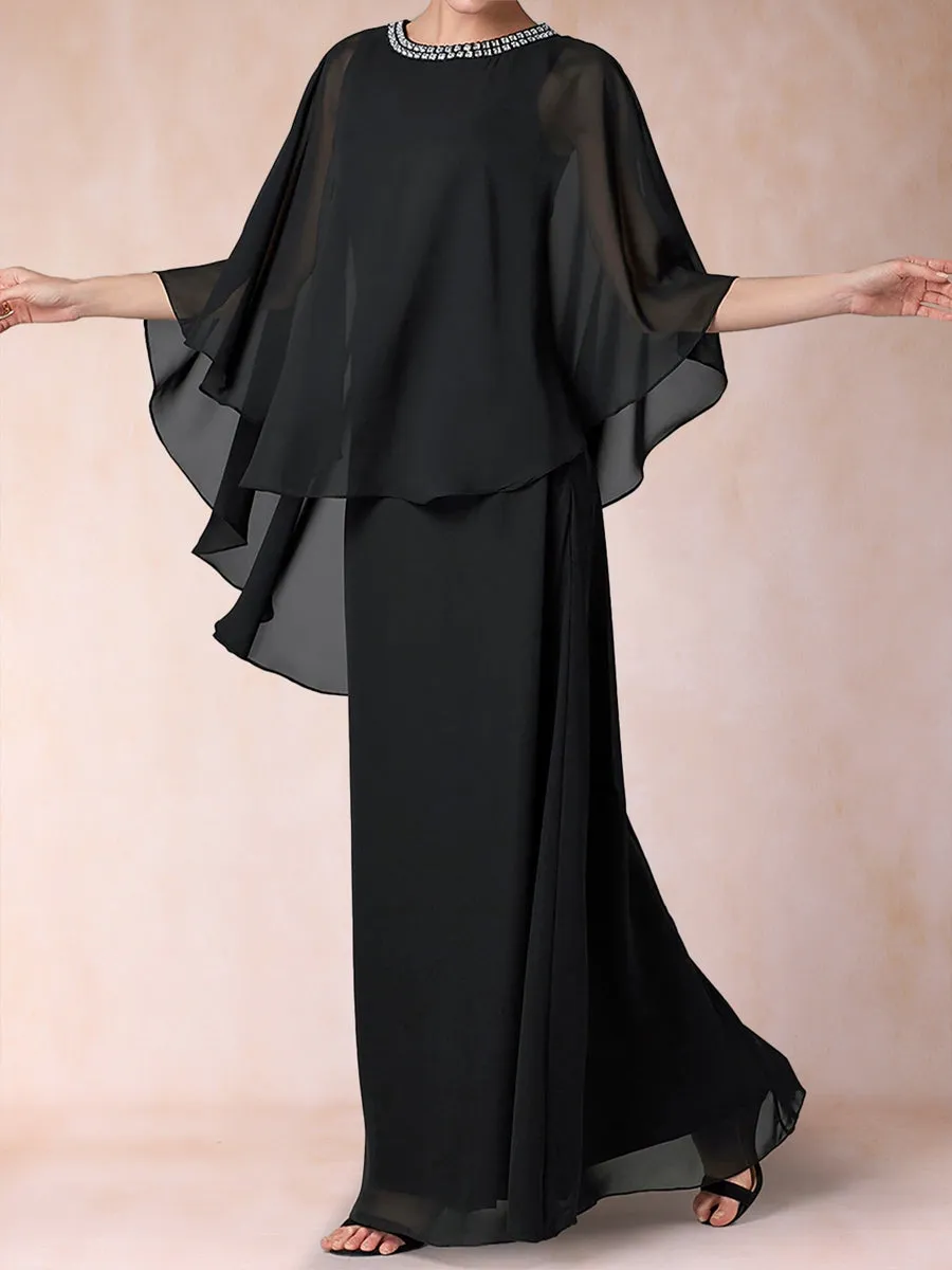 A-Line/Princess Scoop 3/4 Sleeves Mother of the Bride Dresses with Ruched sold by Lavetir product image thumbnail 3