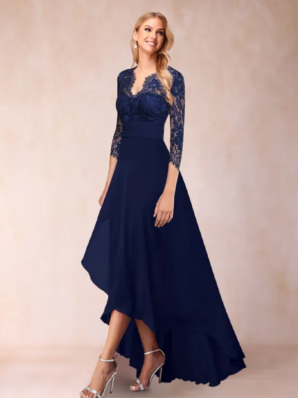 A-Line/Princess V-Neck 3/4 Sleeves Mother of the Bride Dresses with Applique sold by Lavetir