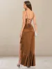 Sheath/Column Cowl Neck Straps Long Bridesmaid Dresses with Ruffles sold by Lavetir