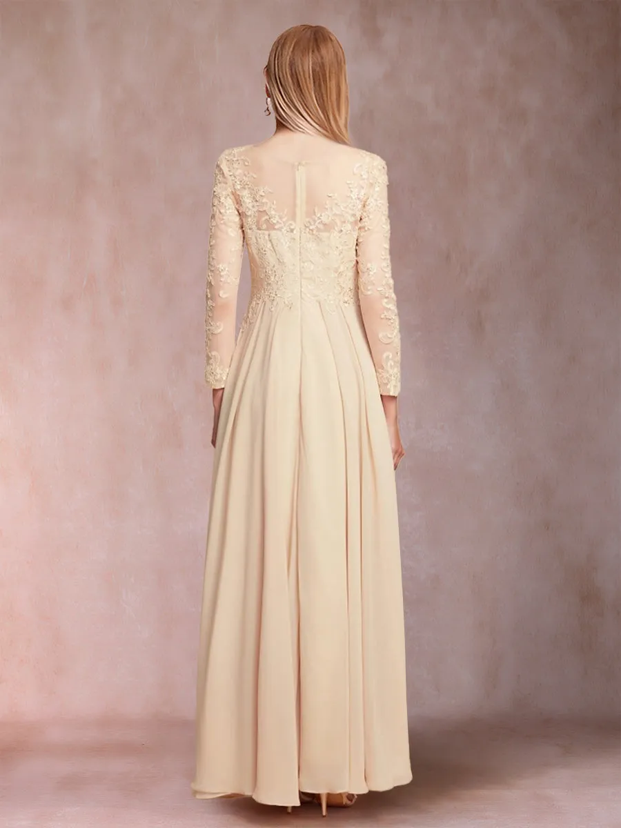 A-Line/Princess Scoop Long Sleeves Mother of the Bride Dresses with Applique sold by Lavetir product image thumbnail 2