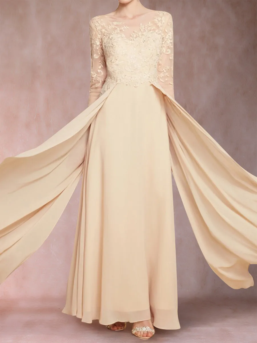 A-Line/Princess Scoop Long Sleeves Mother of the Bride Dresses with Applique sold by Lavetir product image thumbnail 3