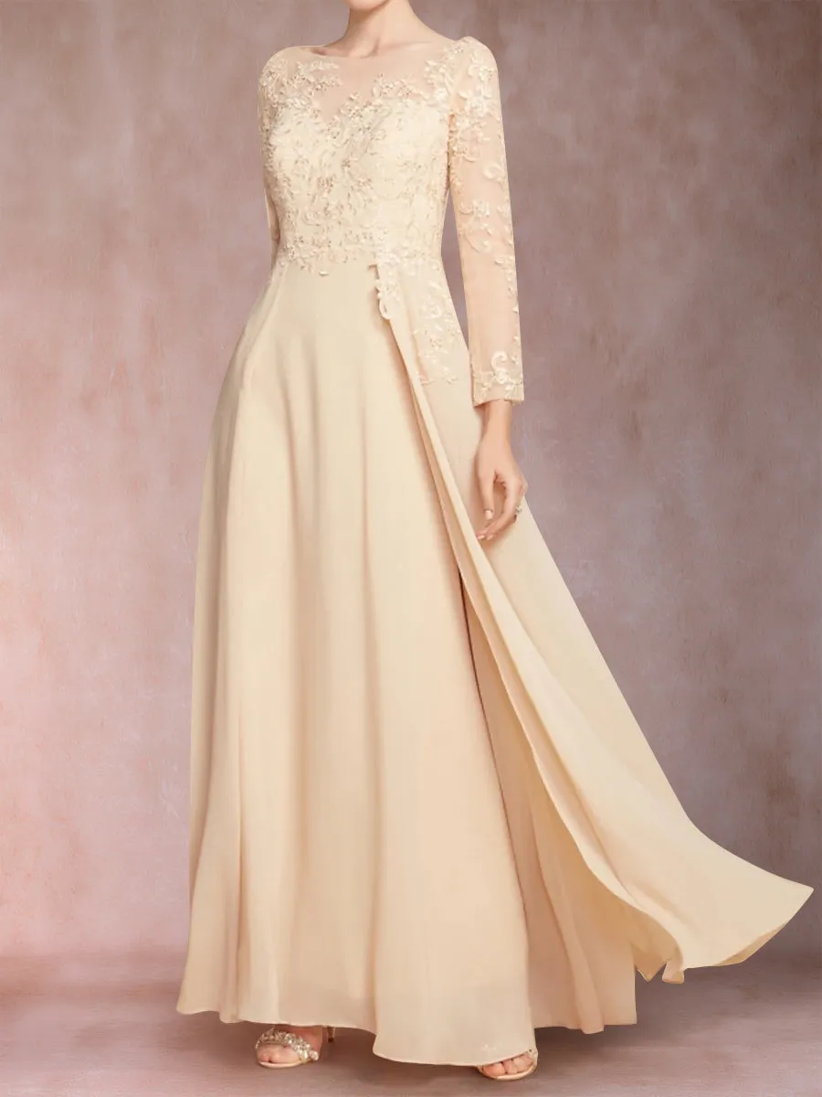 A-Line/Princess Scoop Long Sleeves Mother of the Bride Dresses with Applique sold by Lavetir product image thumbnail 4