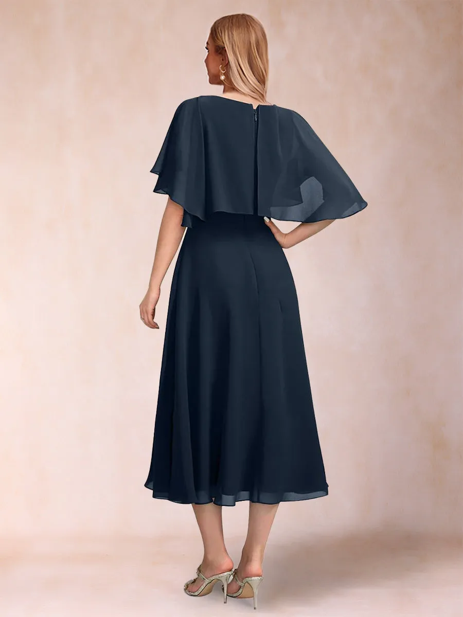 A-Line/Princess Chiffon Scoop Short Sleeves Mother of the Bride Dresses with Shawl sold by Lavetir product image thumbnail 2