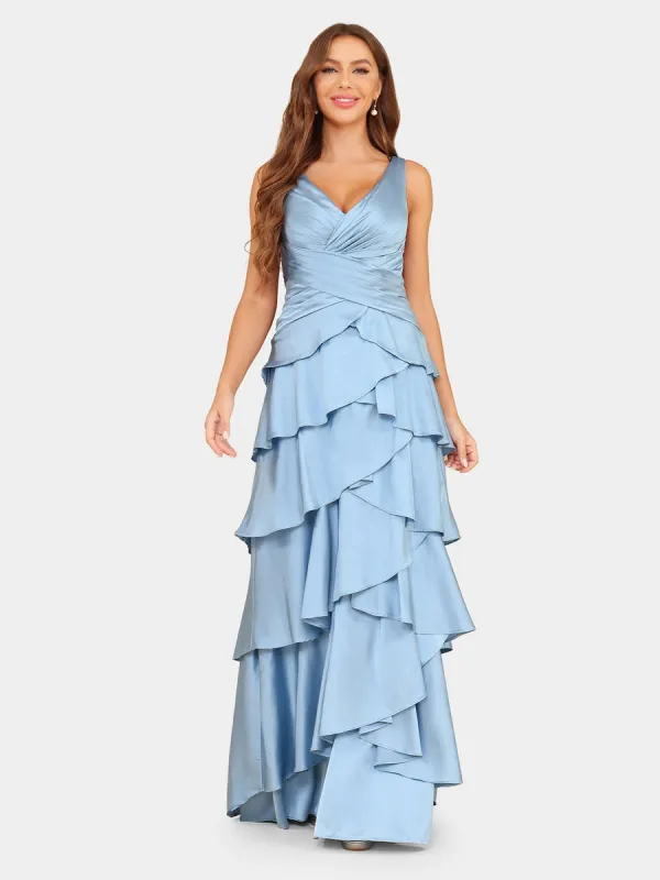 A-Line/Princess V-Neck Sleeveless Evening Dresses with Ruffles sold by Lavetir