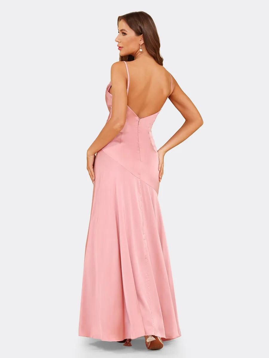 Sheath/Column Spaghetti Straps Sleeveless Evening Dresses with Split Side sold by Lavetir product image thumbnail 2