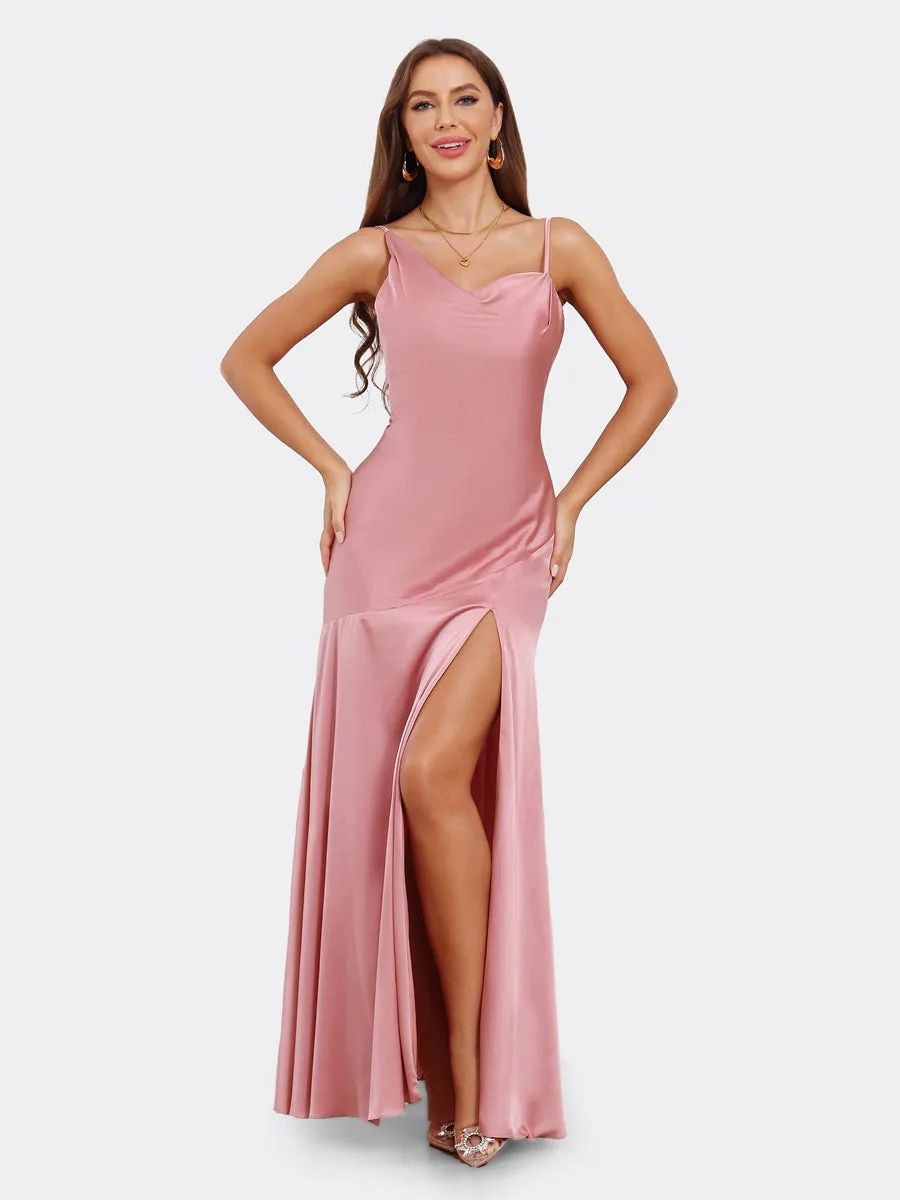 Sheath/Column Spaghetti Straps Sleeveless Evening Dresses with Split Side sold by Lavetir