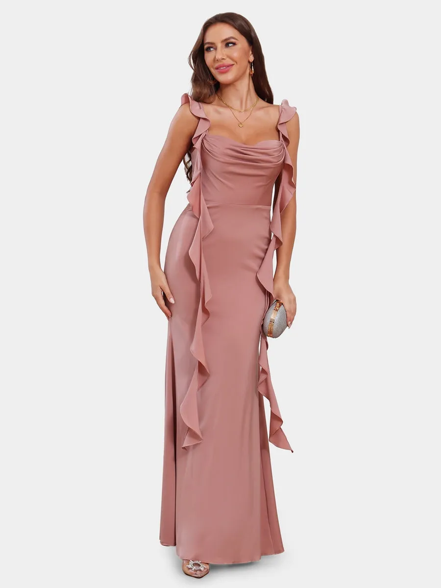 Sheath/Column Scoop Sleeveless Evening Dresses with Watteau Train sold by Lavetir product image thumbnail 4