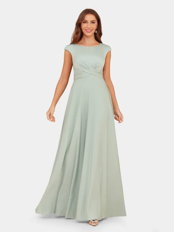 A-Line/Princess Scoop Short Sleeves Evening Dresses with Ruched sold by Lavetir