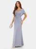 Sheath/Column V-Neck Short Sleeves Evening Dresses with Ruched sold by Lavetir