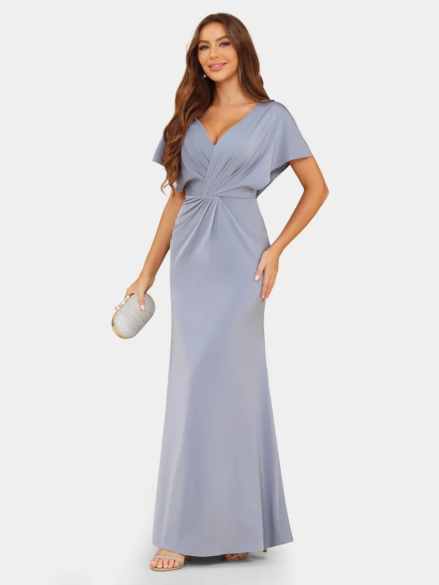 Sheath/Column V-Neck Short Sleeves Evening Dresses with Ruched sold by Lavetir product image thumbnail 3
