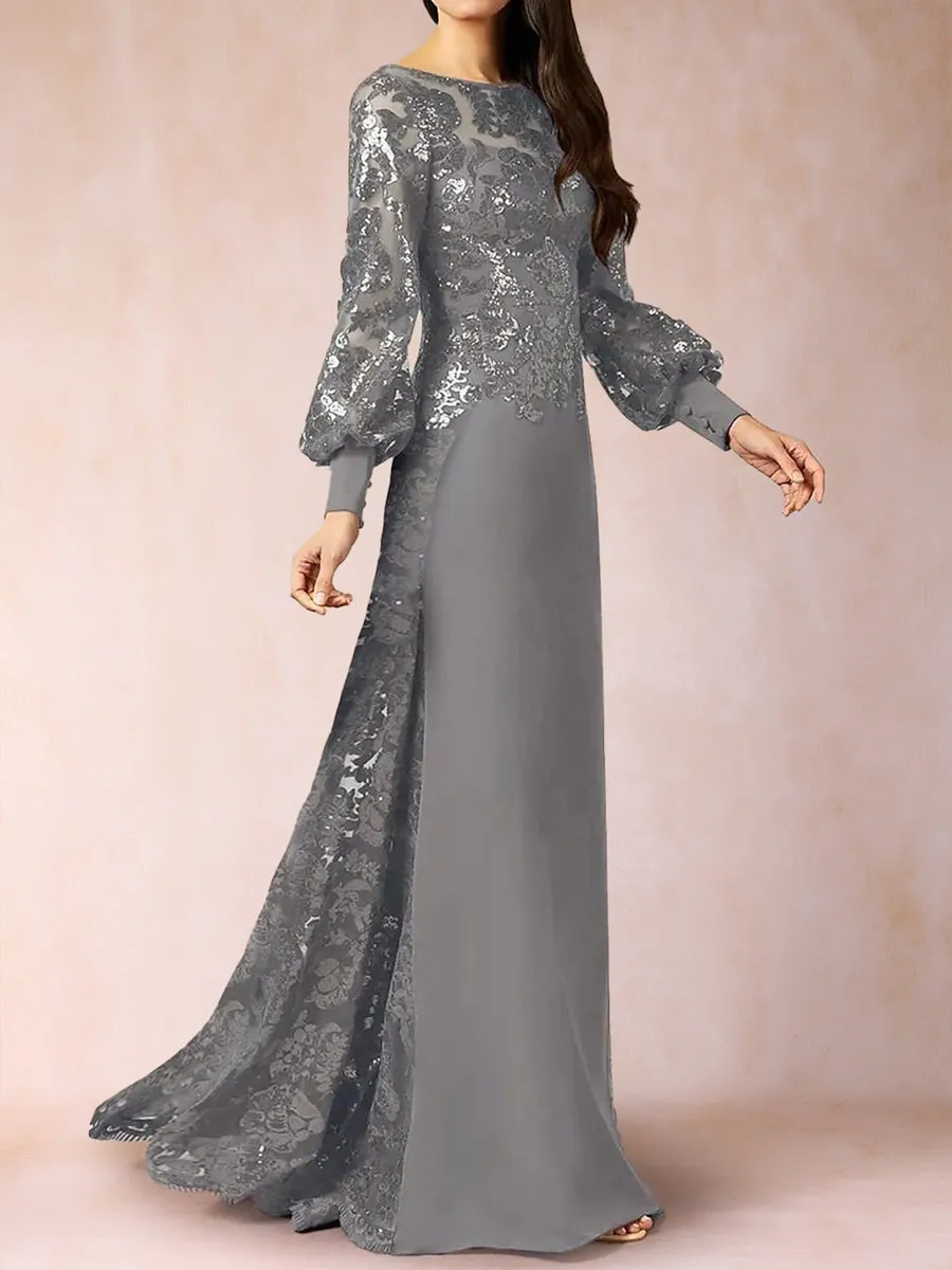 A-Line/Princess Scoop Long Sleeves Mother of the Bride Dresses with Applique sold by Lavetir product image thumbnail 3