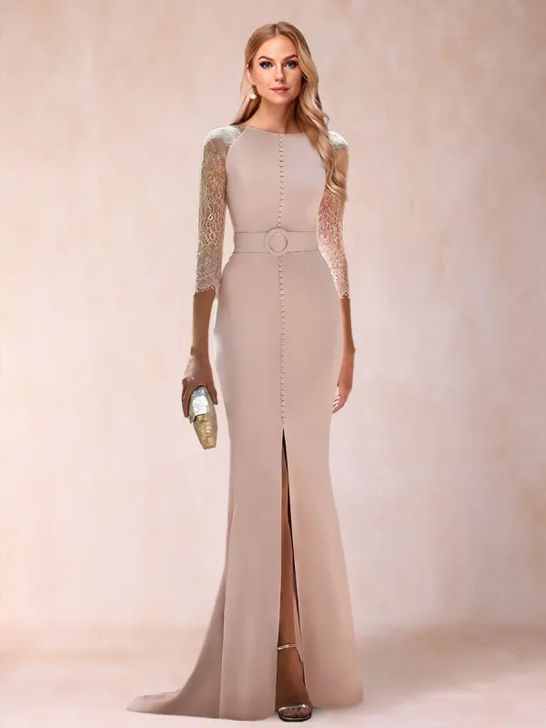 Trumpet/Mermaid Scoop 3/4 Sleeves Mother of the Bride Dresses with Split Side sold by Lavetir