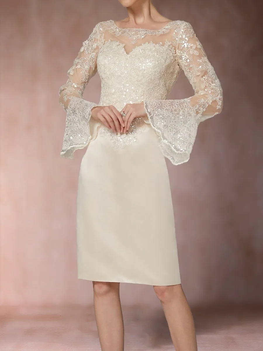 Sheath/Column Scoop Long Sleeves Mother of the Bride Dresses with Applique sold by Lavetir product image thumbnail 4