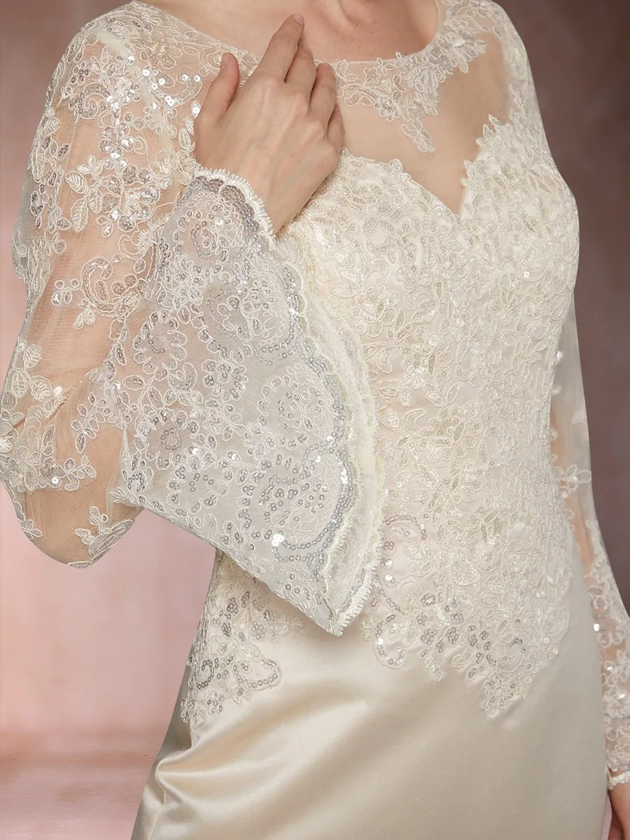 Sheath/Column Scoop Long Sleeves Mother of the Bride Dresses with Applique sold by Lavetir product image thumbnail 5