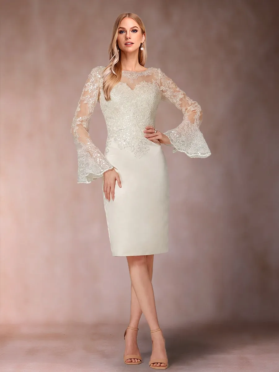 Sheath/Column Scoop Long Sleeves Mother of the Bride Dresses with Applique sold by Lavetir