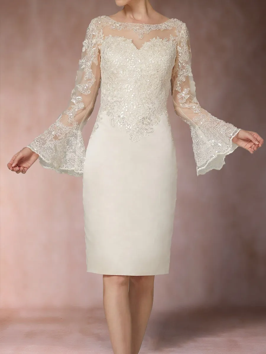 Sheath/Column Scoop Long Sleeves Mother of the Bride Dresses with Applique sold by Lavetir product image thumbnail 3