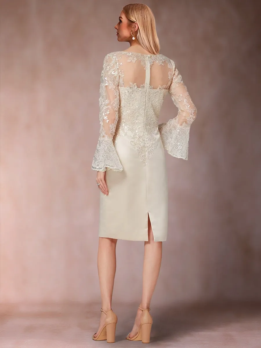 Sheath/Column Scoop Long Sleeves Mother of the Bride Dresses with Applique sold by Lavetir product image thumbnail 2