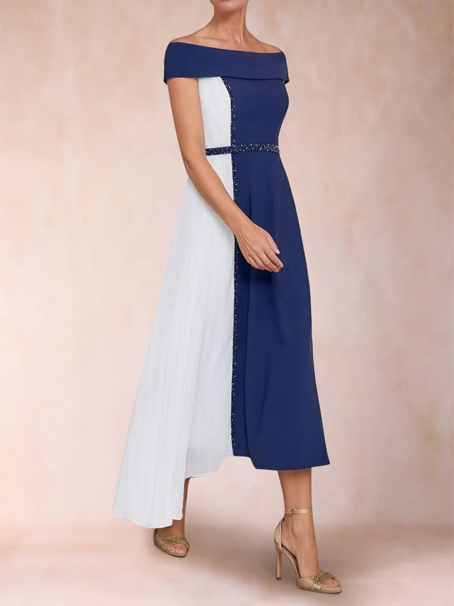 A-Line/Princess Off-the-Shoulder Short Sleeves Mother of the Bride Dresses with Sash sold by Lavetir product image thumbnail 2