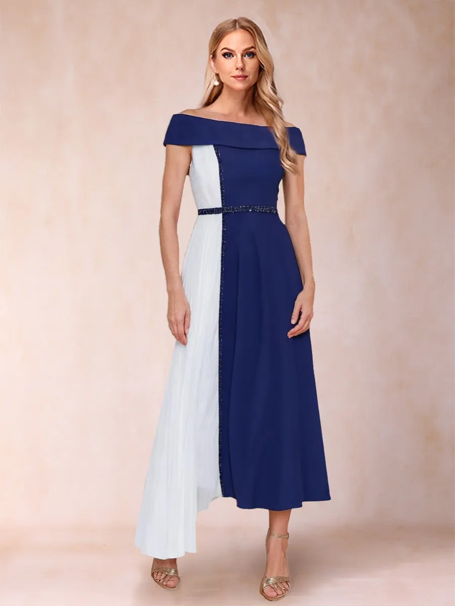 A-Line/Princess Off-the-Shoulder Short Sleeves Mother of the Bride Dresses with Sash sold by Lavetir