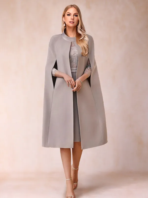 Sheath/Column Scoop 3/4 Sleeves 2 Pieces Mother of the Bride Dresses with Applique sold by Lavetir