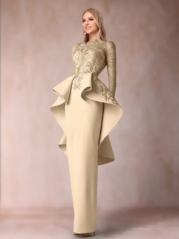 Sheath/Column Scoop Long Sleeves Mother of the Bride Dresses with Applique sold by Lavetir