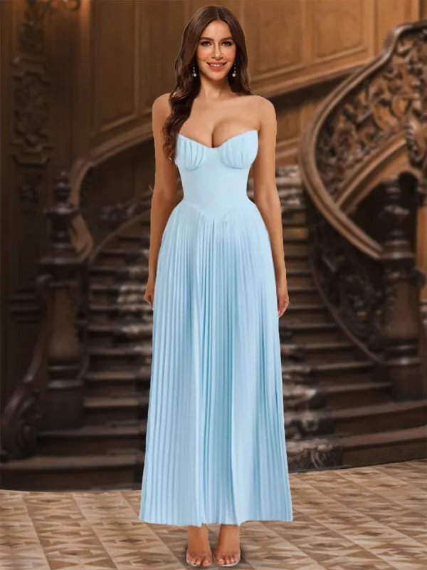A-Line/Princess Strapless Sleeveless Evening Dresses with Ruched sold by Lavetir