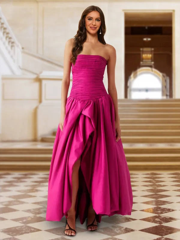 A-Line/Princess Strapless Sleeveless Evening Dresses with Ruched sold by Lavetir