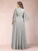 A-Line/Princess V-Neck Half Sleeves Plus Size Mother of the Bride Dresses with Applique sold by Lavetir