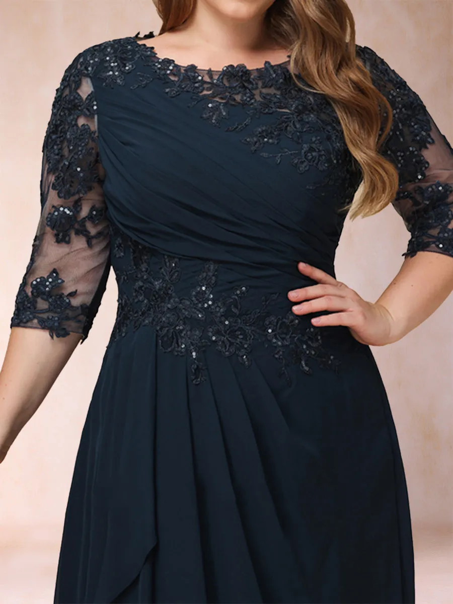 A-Line/Princess Scoop 3/4 Sleeves Plus Size Mother of the Bride Dresses with Applique sold by Lavetir product image thumbnail 5