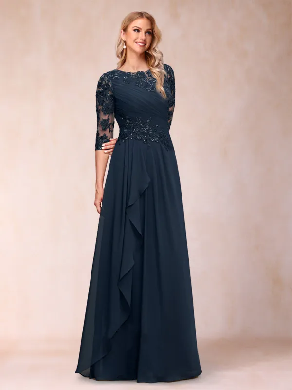 A-Line/Princess Scoop 3/4 Sleeves Mother of the Bride Dresses with Applique sold by Lavetir