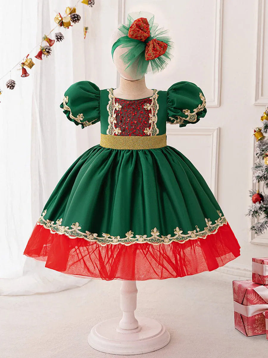 A-Line/Princess Scoop Puff Sleeves Christmas Dresses with Sequins sold by Lavetir