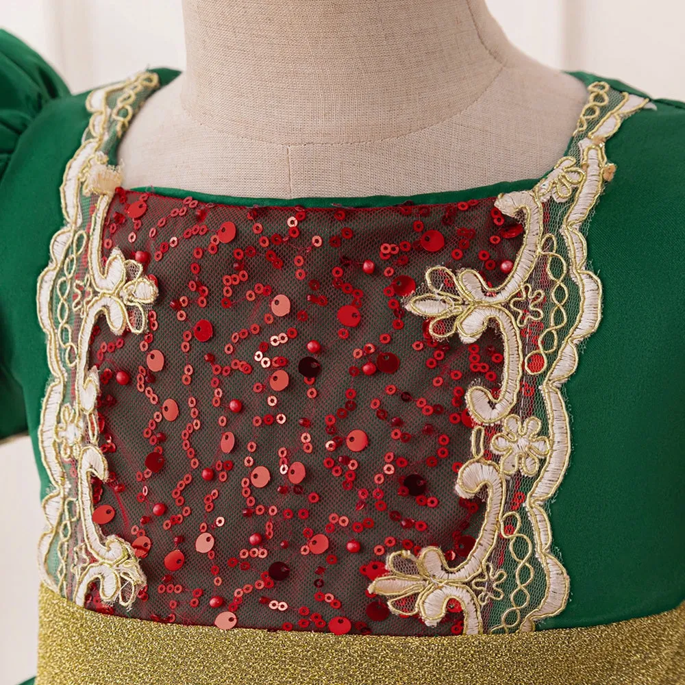 A-Line/Princess Scoop Puff Sleeves Christmas Dresses with Sequins sold by Lavetir product image thumbnail 4