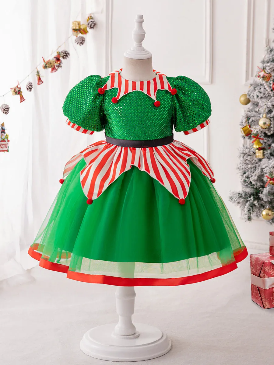 Ball Gown Scoop Puff Sleeves Christmas Dresses with Bow Knot sold by Lavetir