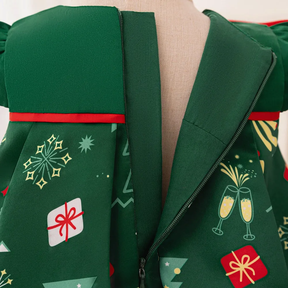 Ball Gown Scoop Puff Sleeves Christmas Dresses with Bow Knot sold by Lavetir product image thumbnail 5