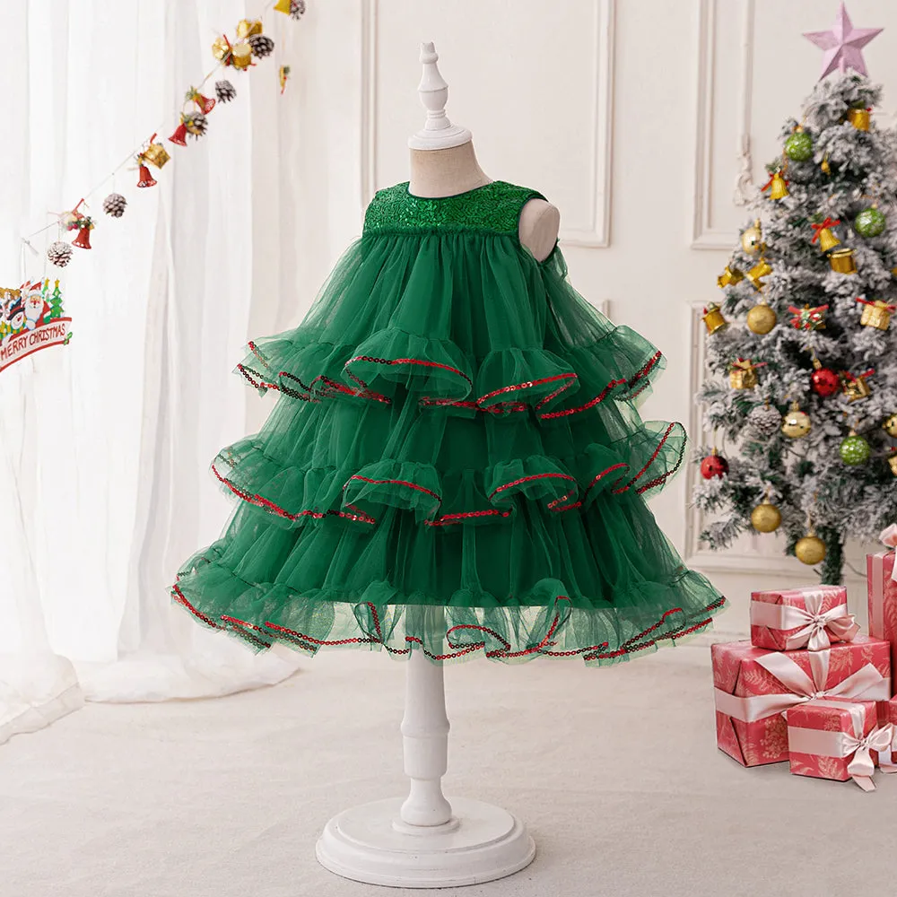 Tiered Ball Gown Scoop Sleeveless Christmas Dresses with Sequins sold by Lavetir product image thumbnail 3