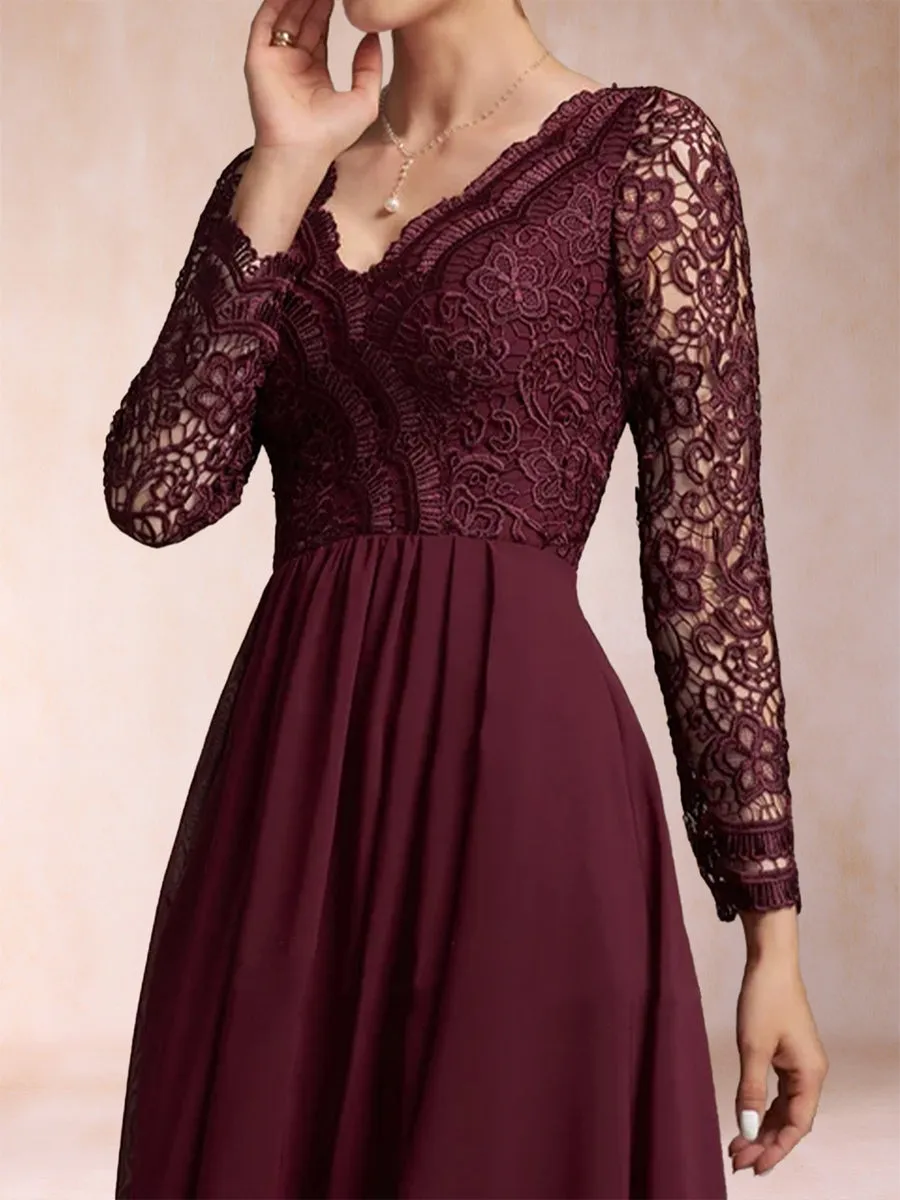 A-Line/Princess V-Neck Long Sleeves Mother of the Bride Dresses with Applique sold by Lavetir product image thumbnail 4